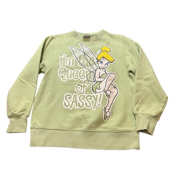 Vintage Y2K Disney Tinkerbell Sweatshirt Womens Small Green‎ Graphic Peter Pan - Picture 1 of 7